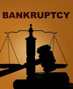 Judges gavel with the word, bankruptcy across the top