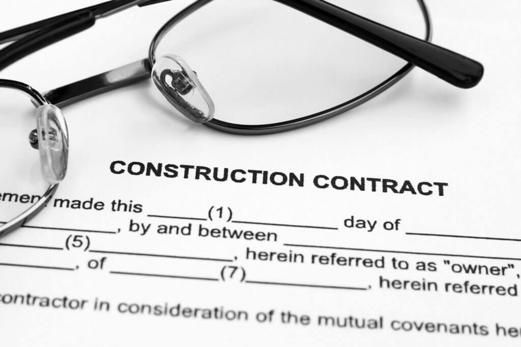 Construction contract paperwork