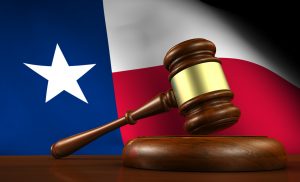 Judge gavel and texas flag